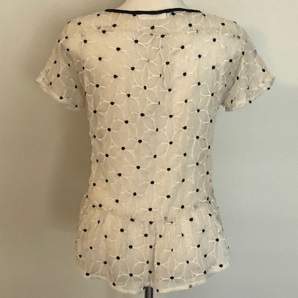 Potter's Pot/Anthropologie Sheer White/Black Top - Picture 4 of 9